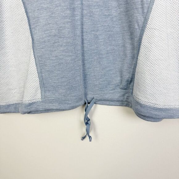 KARI TRAA | Two Tone Blue Short Sleeve Drawstring Waist Top Women’s Size Medium - Picture 3 of 9